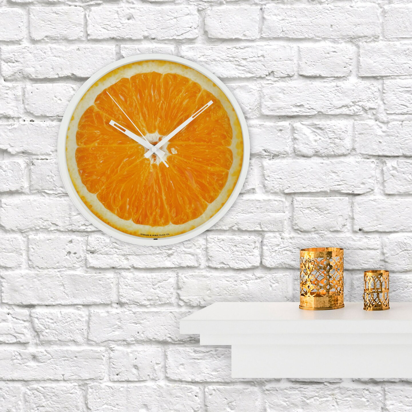 Mainstays 11.5&#x22; Round Indoor Photo Realistic Orange Fruit Analog Wall Clock with Quartz Movement