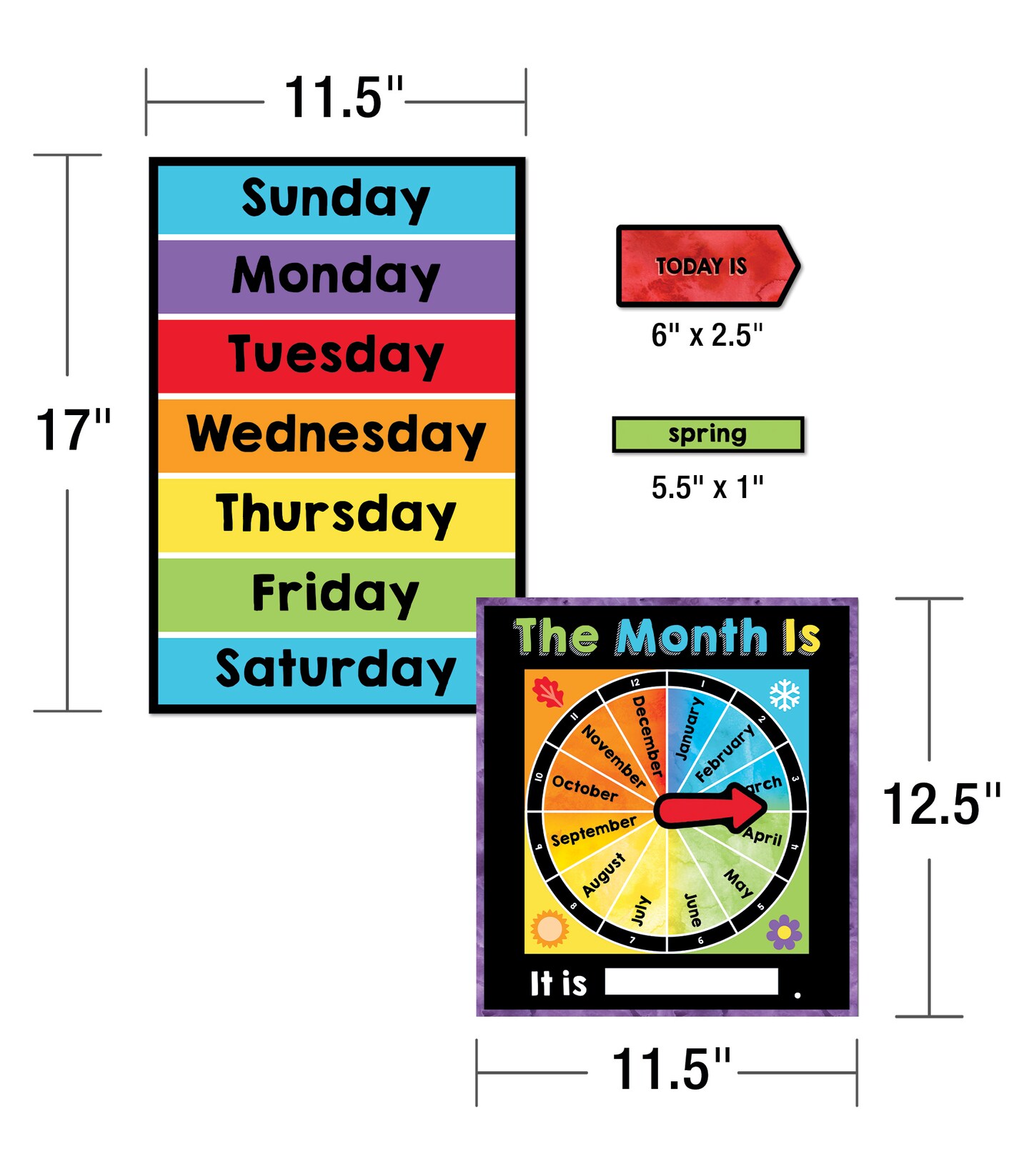 Carson Dellosa Celebrate Learning Calendar Bulletin Board Set, Boho Rainbow Monthly Calendar With Numbers and Birthday Cover Ups, Seasons, Weather, and Days of the Week Chart, Classroom Decor (86 pc)