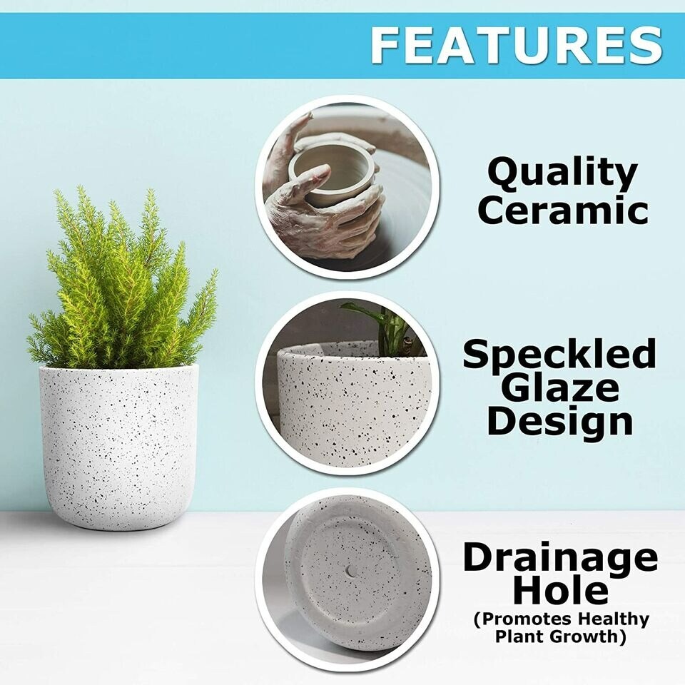 Flower Plant Pots Planter Ceramic For Succulents Plants, White