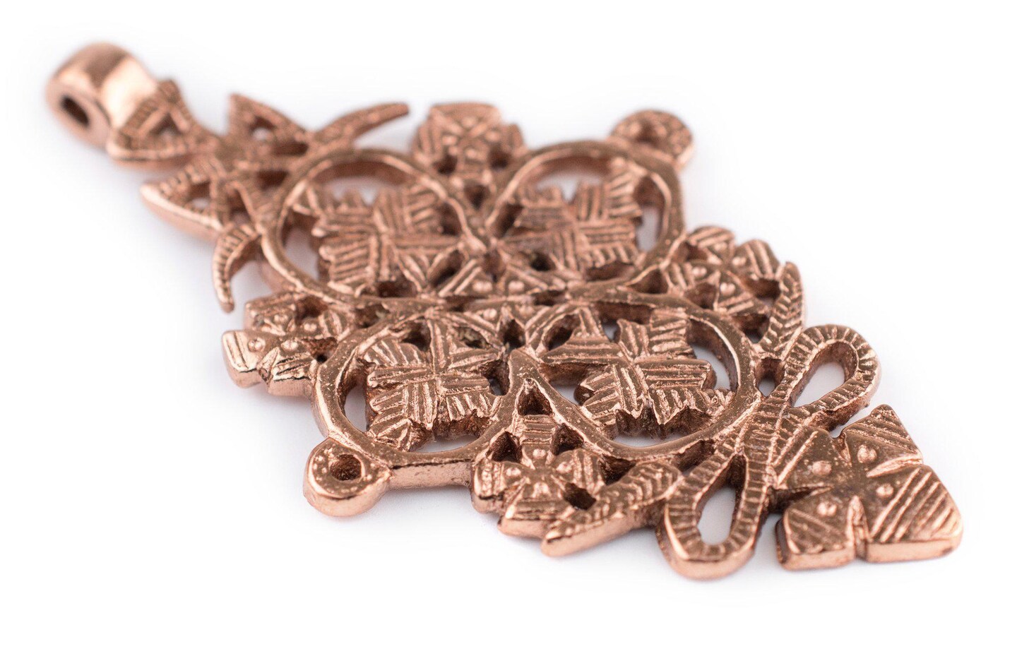 Adama Copper Coptic Cross Pendant (45x85mm): Authentic Ethiopian East African Design for Jewelry & Necklace Making