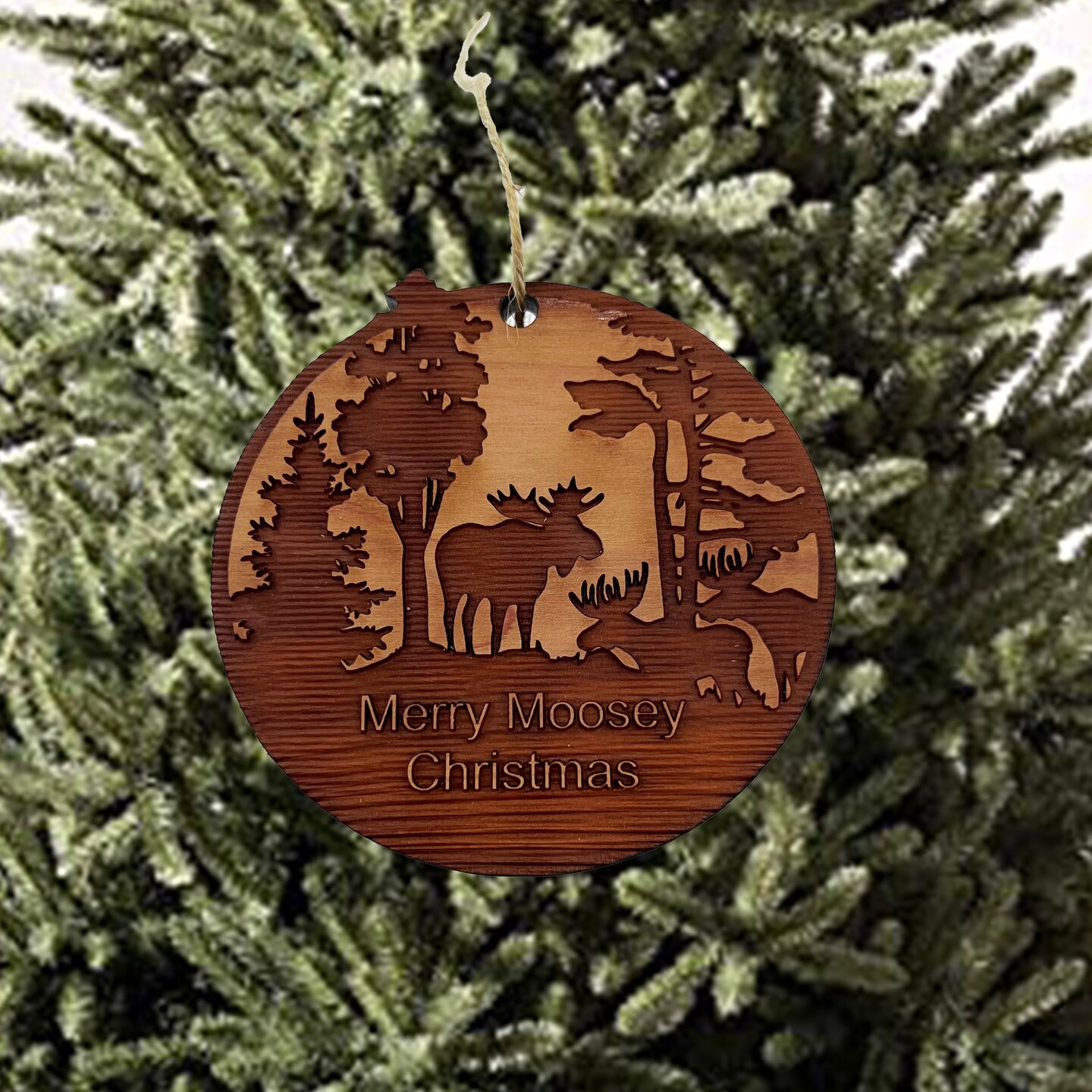 Merry Moosey Christmas - Cedar Ornament Merry Moosey Christmas - Cedar Ornament