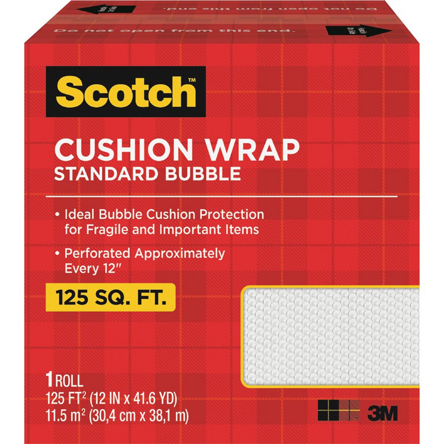 Scotch Cushion Wrap, 12&#x22; x 100 ft Length, Perforated, Lightweight, Recyclable, Non-scratching, Easy Tear, Polyethylene, Nylon, Clear