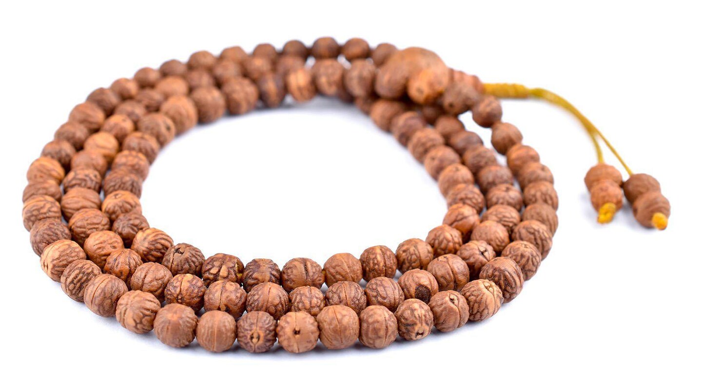 TheBeadChest Bodhi Seed Mala Prayer Beads 9mm Nepal Brown Wood 38 Inch Strand