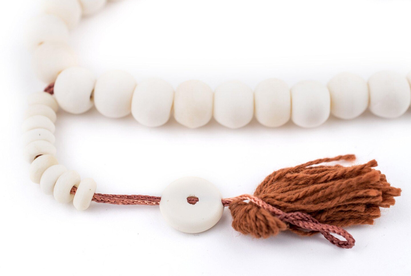 TheBeadChest Matte White Bone Mala Beads 10mm Nepal Round Large Hole 34 Inch Strand