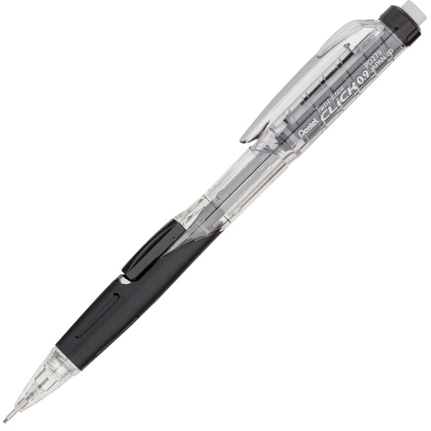 Pentel Mechanical Pencil,Refillable Lead/Eraser,0.9Mm,12/Bx, Black