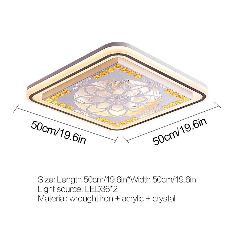 Kitcheniva Modern Dimmable Flush Mount Ceiling Fan Chandelier With Remote