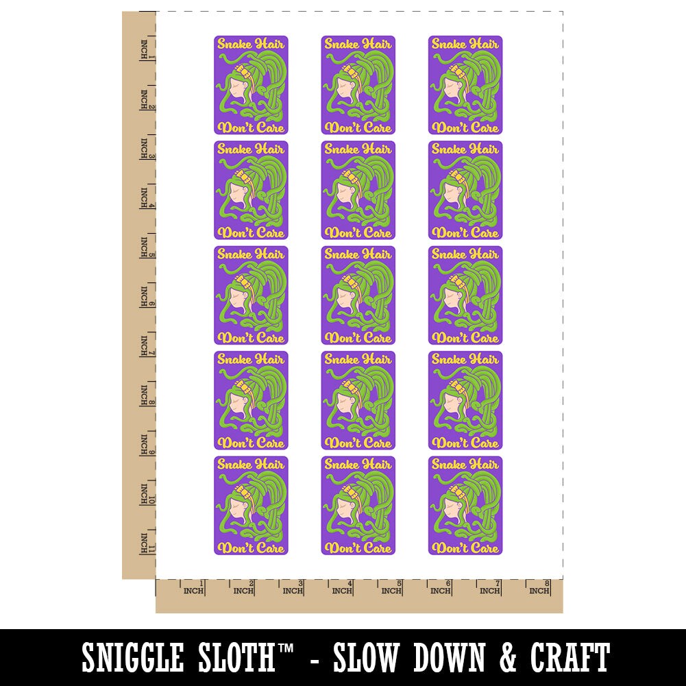 Medusa Snake Hair Don&#x27;t Care Temporary Tattoo Water Resistant Fake Body Art Set Collection (1 Sheet)