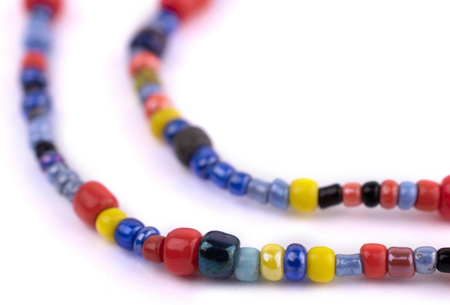TheBeadChest Small Christmas Beads Rainbow Medley 3mm Ghana African Multicolor Seed Glass 40 Inch Strand Handmade
