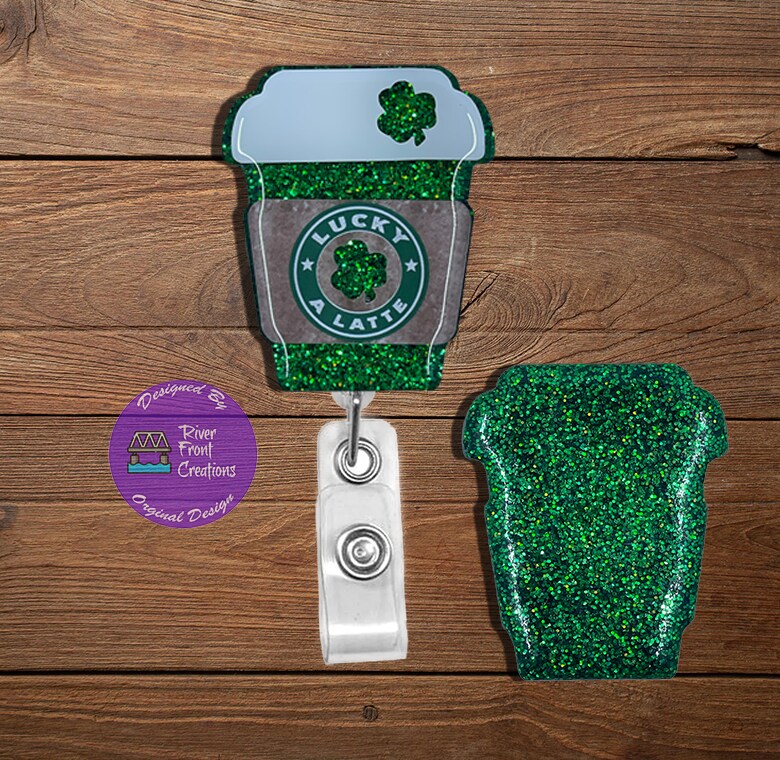 Badge Reel, Coffee Go Cup, St. Patrick's Day, Irish, Luck, Badge Holder,  Funny Badge Reel, Shamrock, Green, Leprechaun, Luck of the Irish