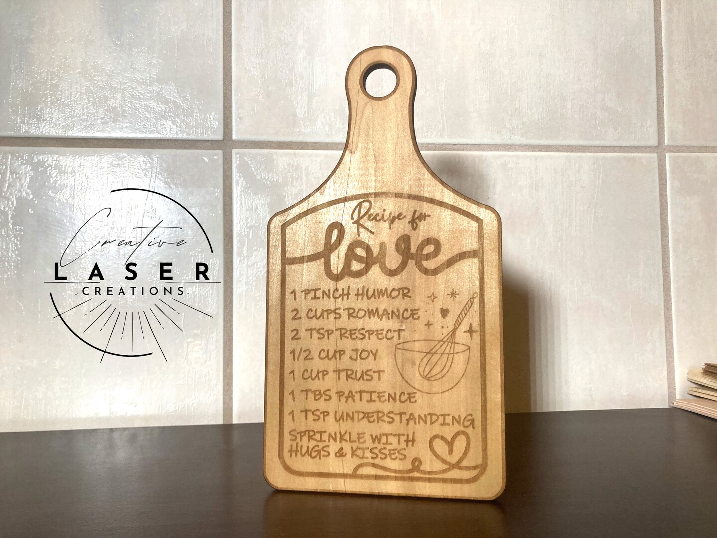 Love Recipe, Gift for Girlfriend, Wife, Valetine's Day Gift, cutting