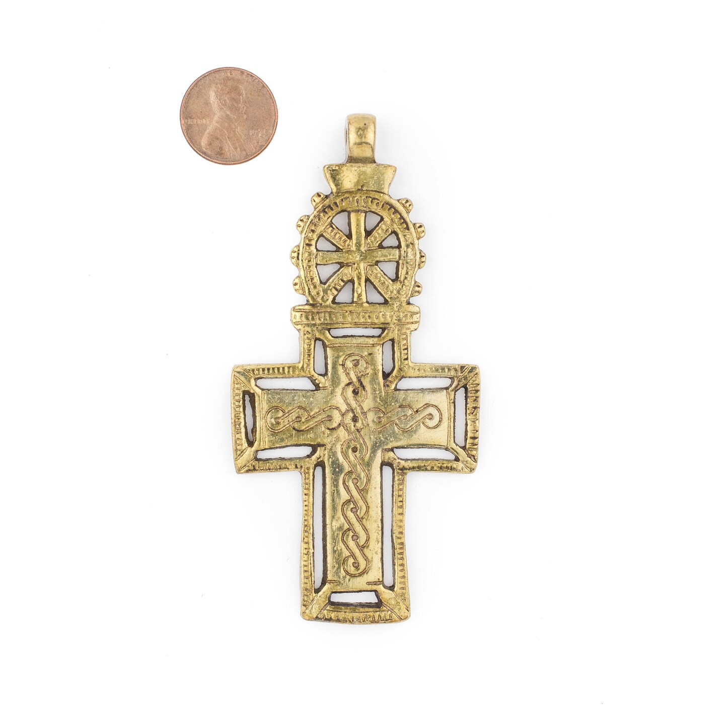 Brass Ethiopian Coptic Cross Pendant, African Abyssinian Design, Orthodox Christian Pendant for Jewelry, The Bead Chest