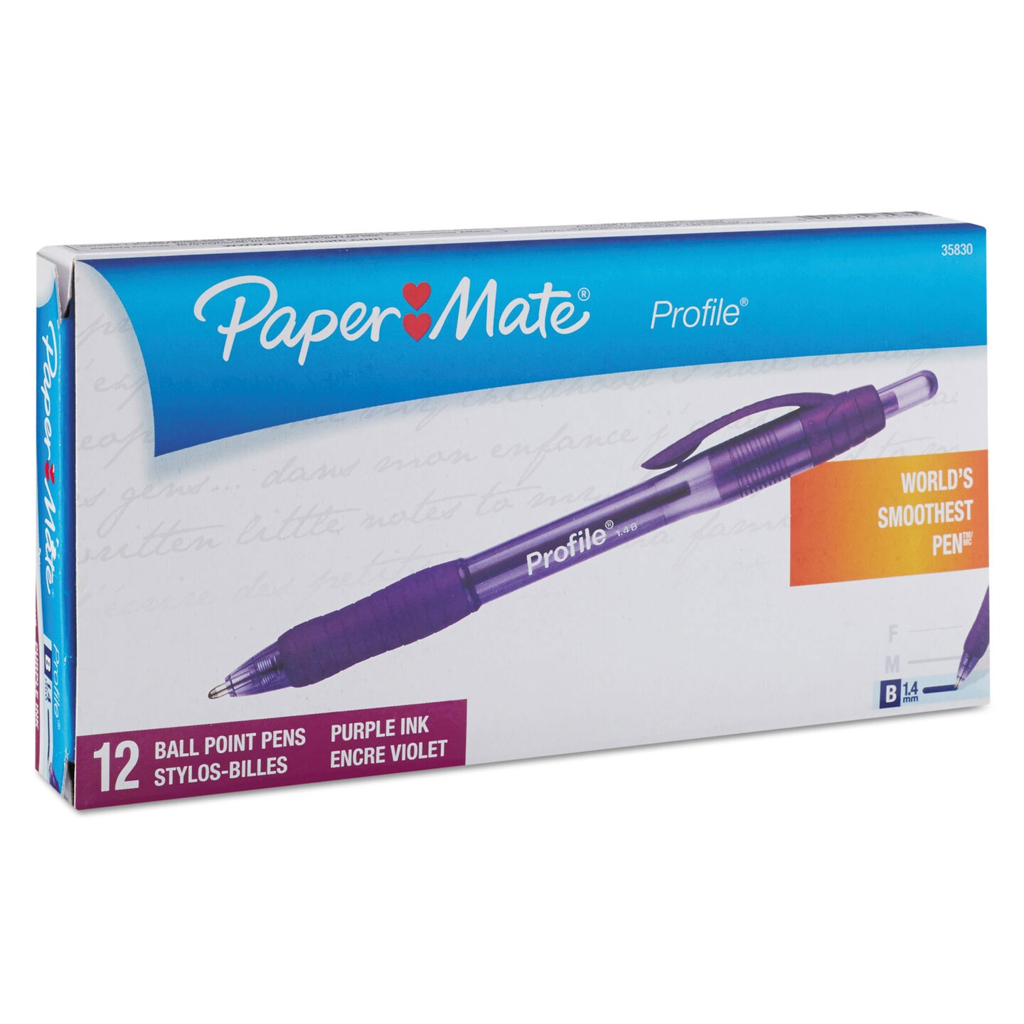 Papermate Profile Retractable Ballpoint Pen, Bold 1.4mm, Purple Ink/Barrel, Dozen