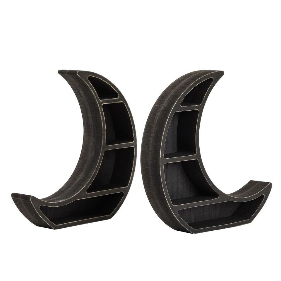 2 Pack Moon Shelf for Crystals , Wood Display for Rustic Home D&#xE9;cor