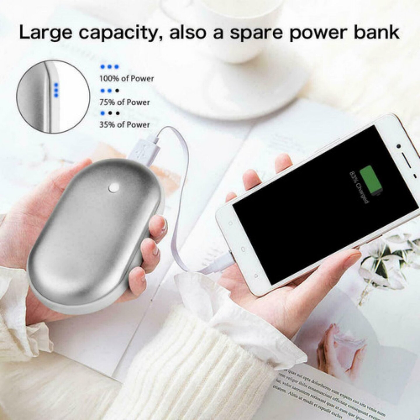 Rechargeable Hand Warmers Hot Hands 5200mAh Heated Electric Heater Power Bank