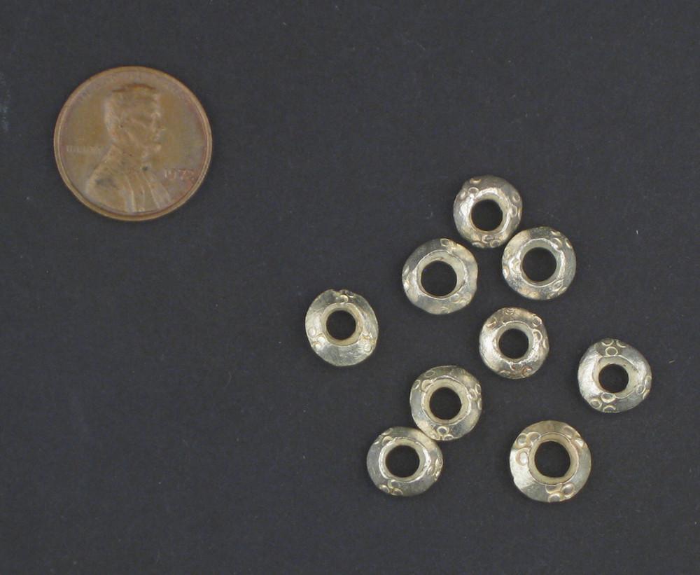 TheBeadChest Silver Ethiopian Wollo Rings (9mm) (Set of 5): Genuine Ethiopian Metal Ring Beads for DIY Jewelry