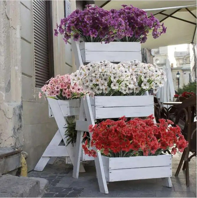 30 Bundles Artificial Flowers Plastic Plant Fake Outdoor Faux UV Resistant Decor