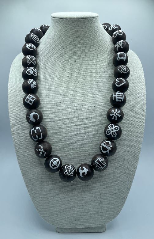 Gods in Africa, large wooden necklace, Adinkra necklace, African