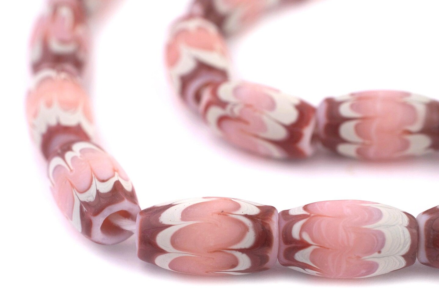 TheBeadChest Pink Java Chevron Beads (16x10mm)