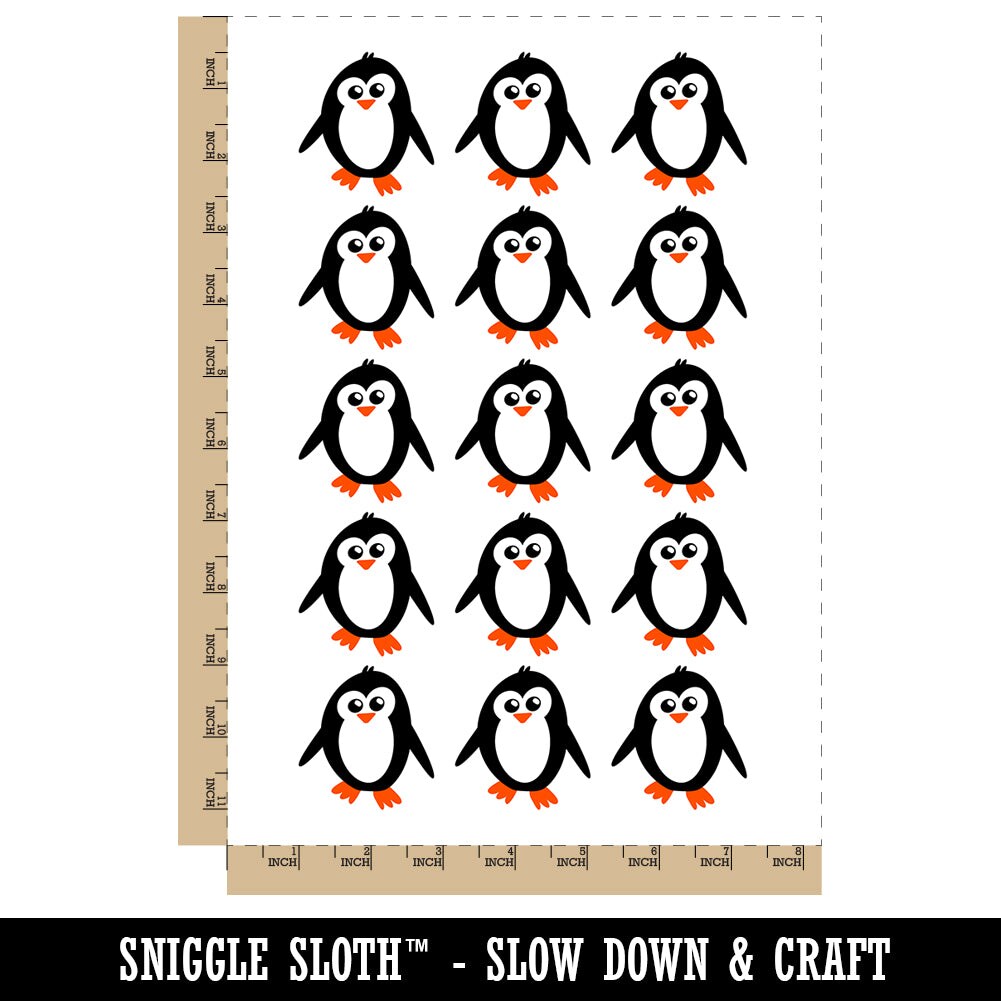 Peaky Penguin Doodle Temporary Tattoo Water Resistant Fake Body Art Set Collection (1 Sheet)
