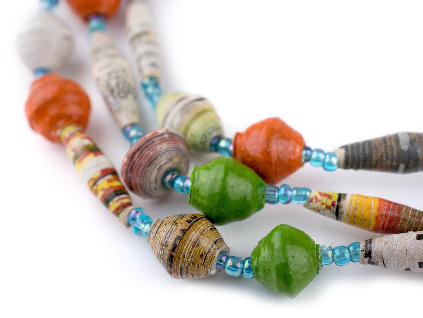 Recycled Paper Bead Necklace from Uganda - Fair Trade African Jewelry by The Bead Chest (Circus Medley)