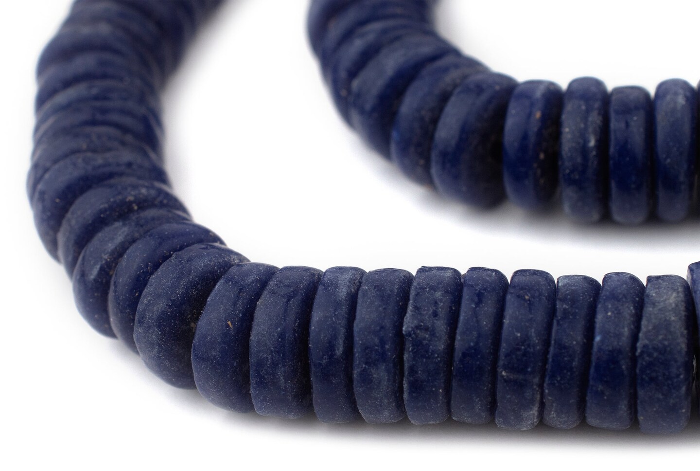 The Bead Chest Cobalt Blue Ashanti Glass Disk Beads (18mm)