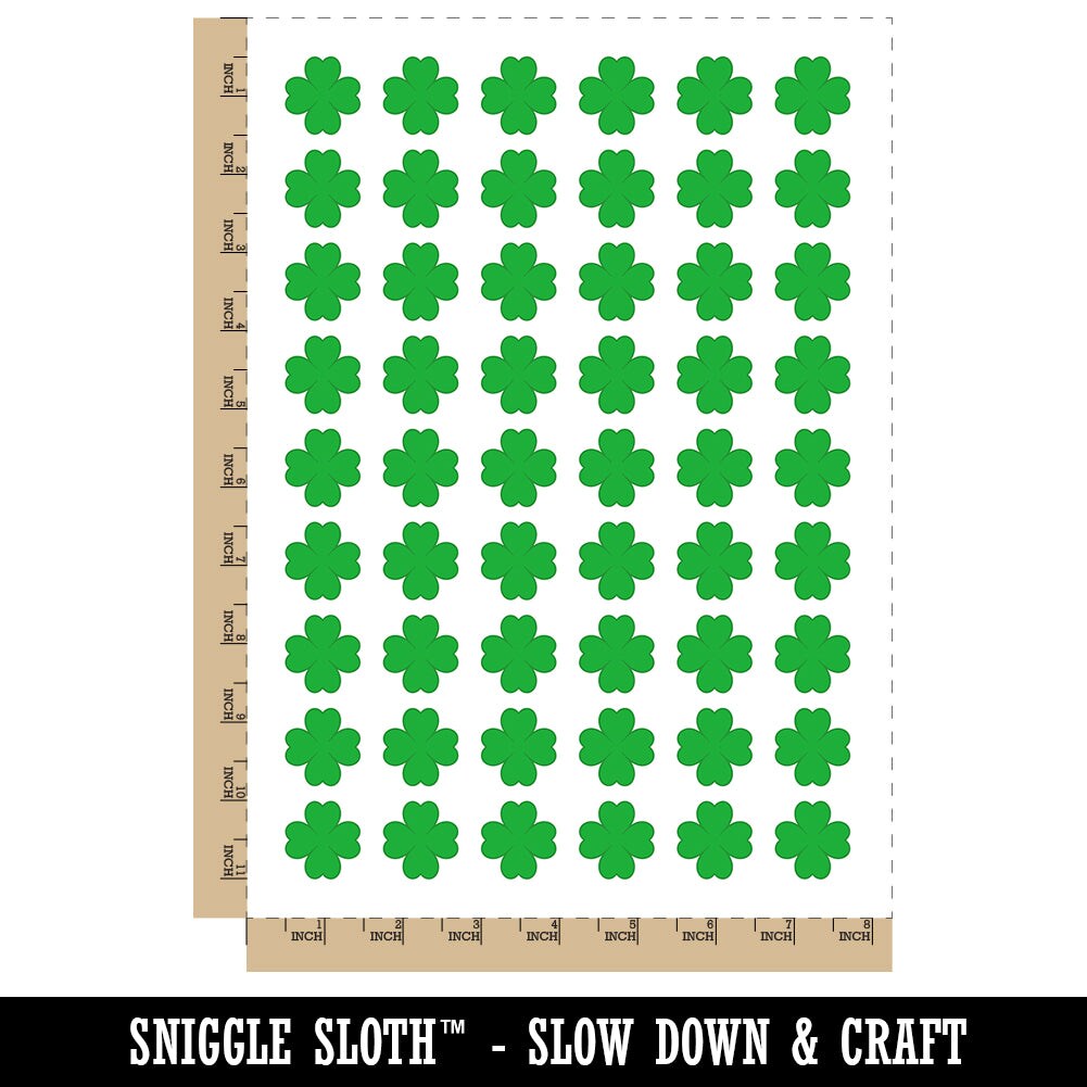 Four Leaf Clover Lucky Solid Temporary Tattoo Water Resistant Fake Body Art Set Collection (1 Sheet)