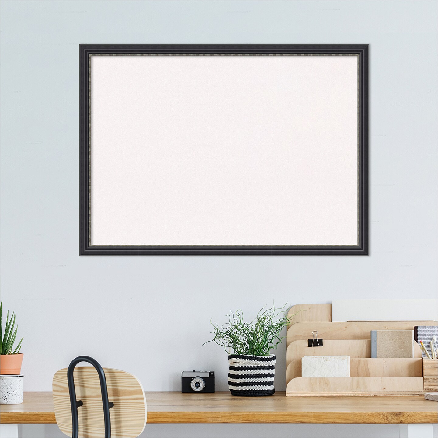 Stylish Black Wood Framed Corkboard, White Cork