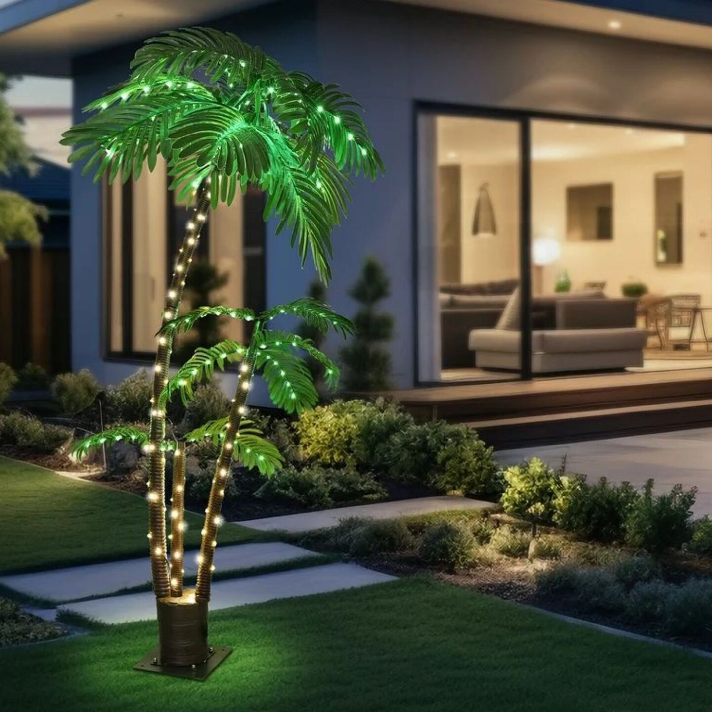 Lighted Palm Tree LED Artificial Trees Lights for Yard Tropical Party Pool 6FT