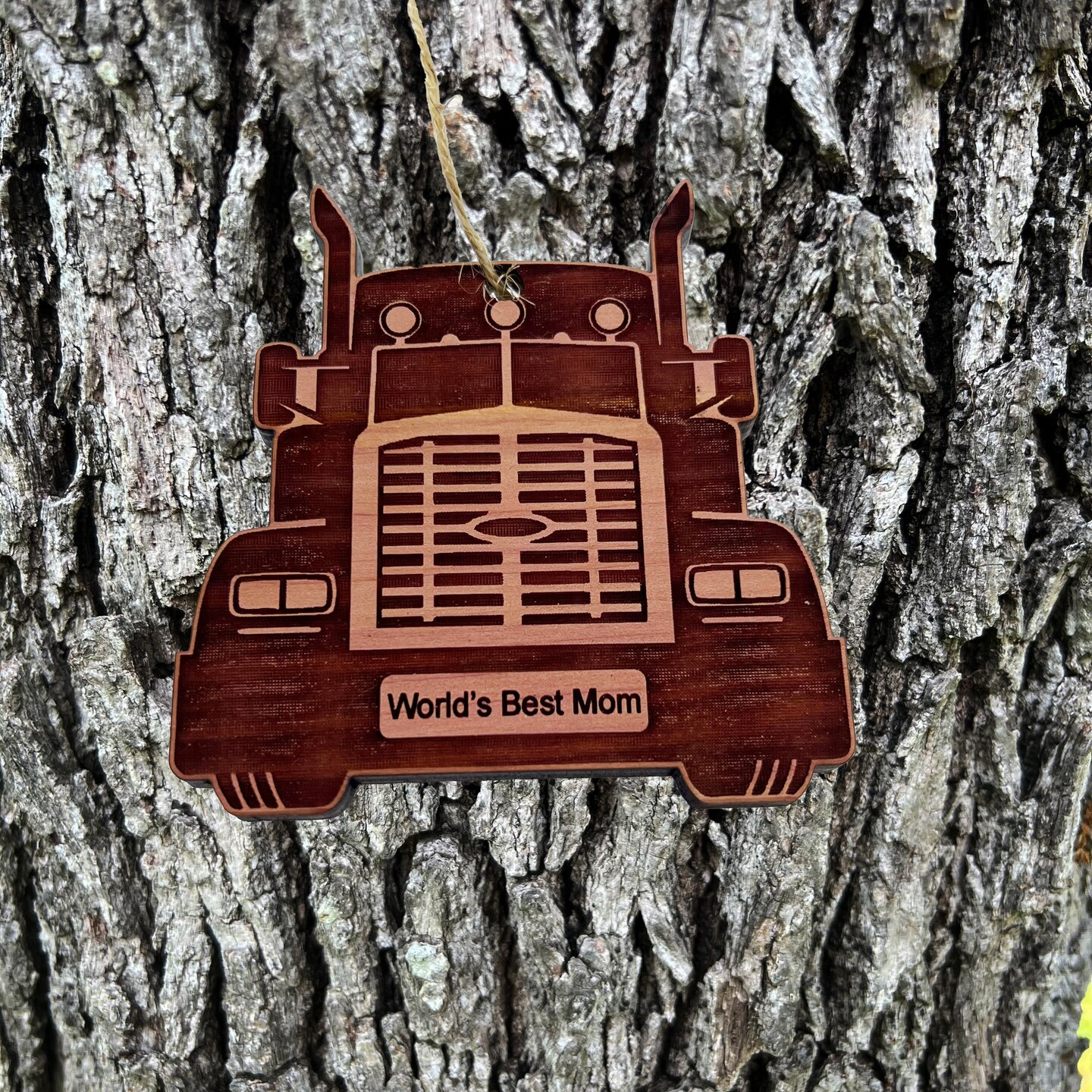 Diesel Worlds Best Mom - Cedar Ornament Diesel Worlds Best Mom - Cedar Ornament