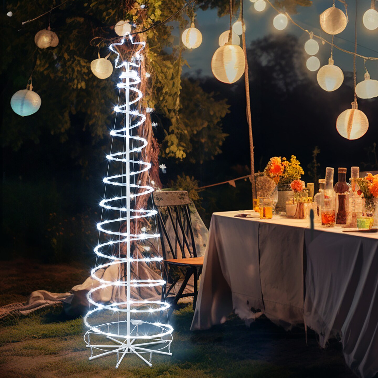 16 Modes Spiral Lighted Christmas Tree Outdoor Yard Decorations