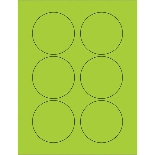 Fluorescent Circle Laser Labels, 3&#x22;, Fluorescent Green, 600/Case
