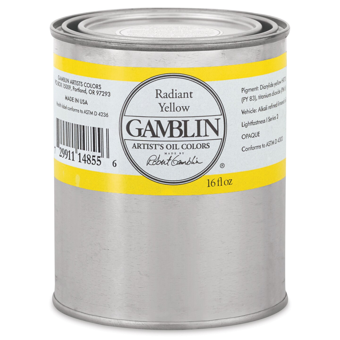 Gamblin Artist&#x27;s Oil Color - Radiant Yellow, 16 oz Can