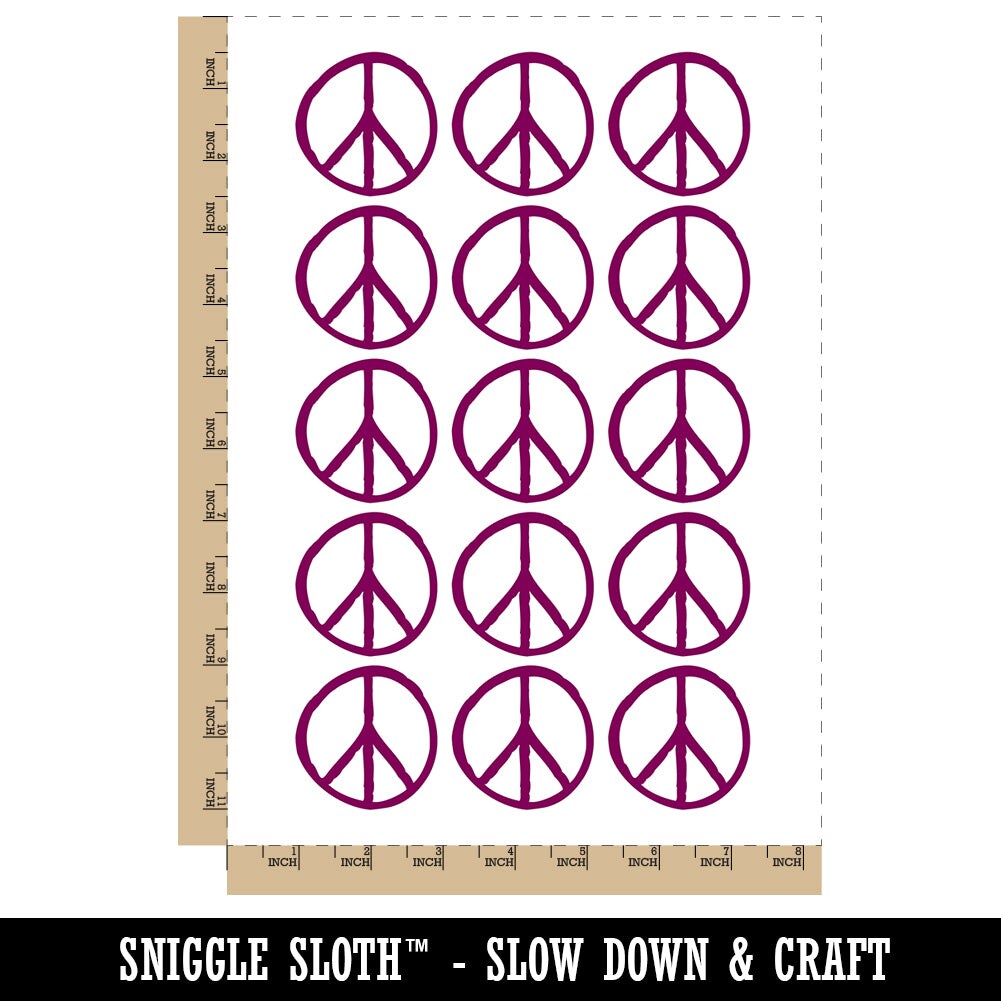 Peace Sign Sketch Temporary Tattoo Water Resistant Fake Body Art Set Collection (1 Sheet)