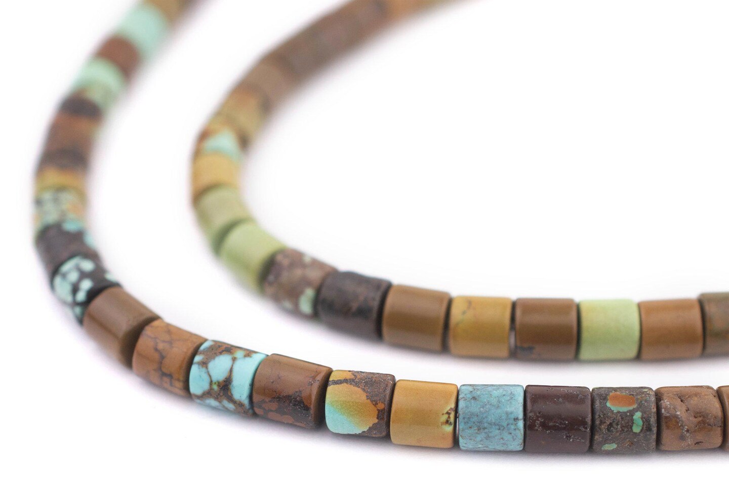 TheBeadChest Green Cylindrical Turquoise Beads 6mm Cylinder Gemstone 16 Inch Strand