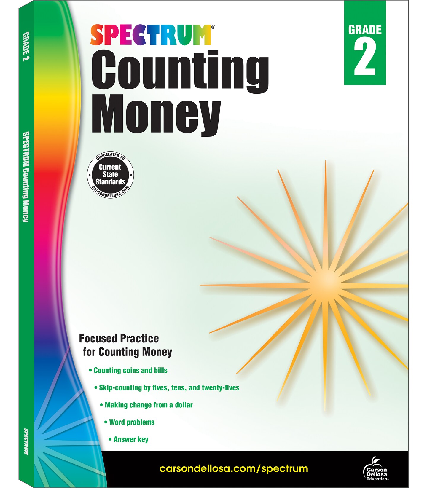 Spectrum Grade 2 Counting Money Workbook, Ages 7-8, Addition, Subtraction, and Counting Money, 2nd Grade Math Word Problems With Bills and Coins, Grade 2 Math Workbook for Kids