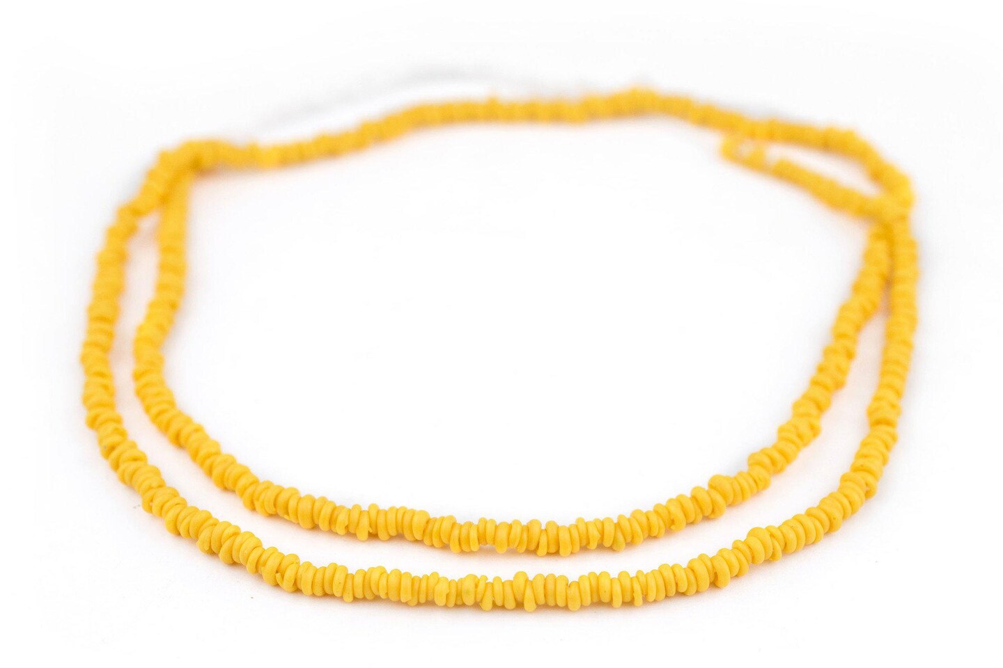 The Bead Chest Bright Yellow 4mm Glass Heishi Beads - 26&#x22; Strand of Indonesian Java Spacer Beads for Crafts &#x26; Jewelry Making