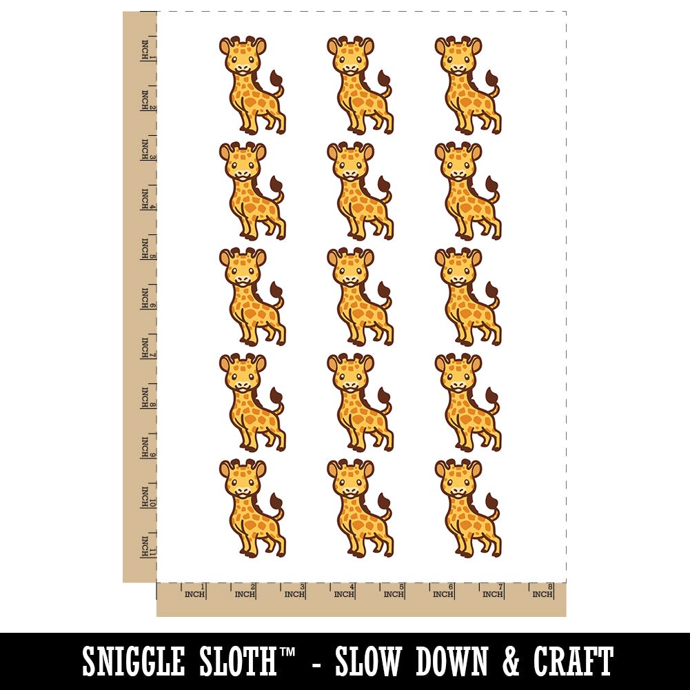 Lovable Giraffe African Zoo Animal Temporary Tattoo Water Resistant Fake Body Art Set Collection (1 Sheet)
