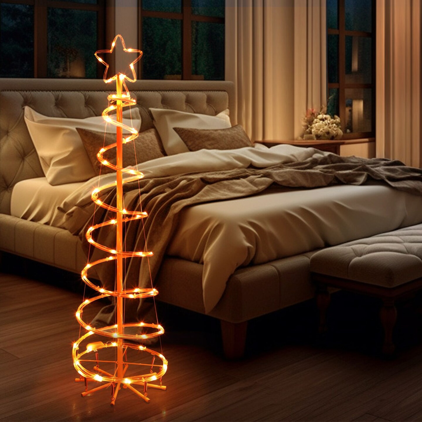 16 Modes Spiral Lighted Christmas Tree Outdoor Yard Decorations