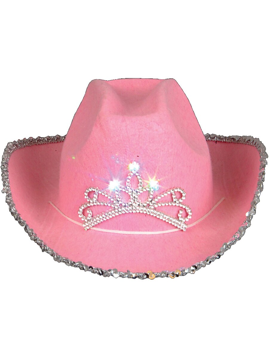 Child&#x27;s Pink Blinking Tiara Sparkle Glitter Cowgirl Cowboy Hat Costume Accessory