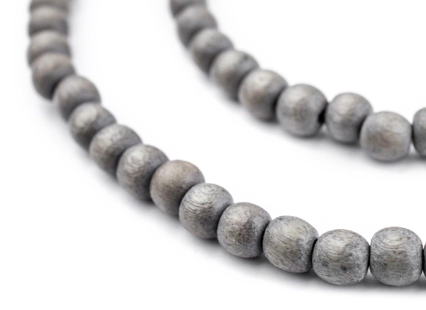 The Bead Chest Natural 6mm Wooden Beads in Grey for Jewelry Making – Round Loose Wood Spacer Beads I Approximately 75 Beads