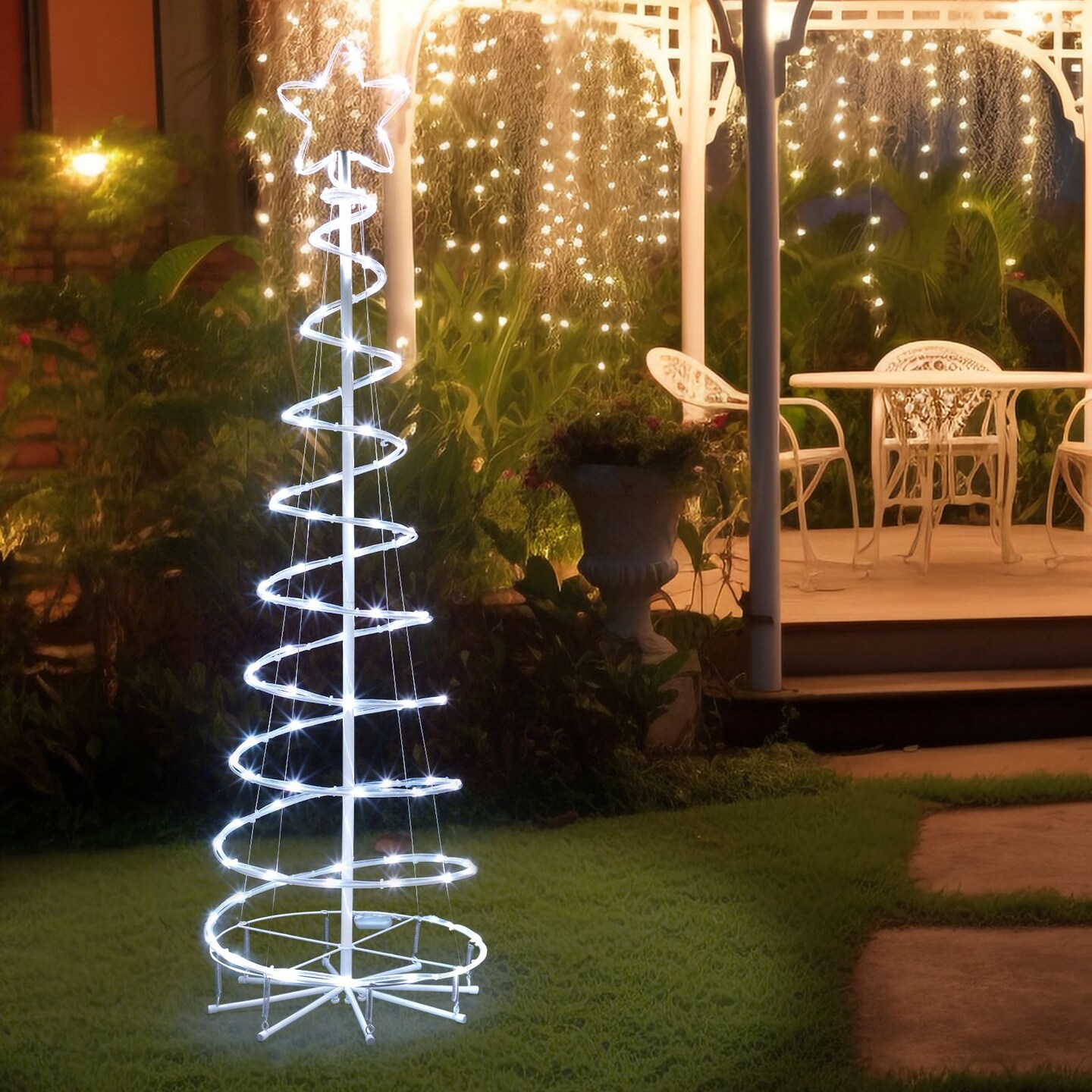 16 Modes Spiral Lighted Christmas Tree Outdoor Yard Decorations