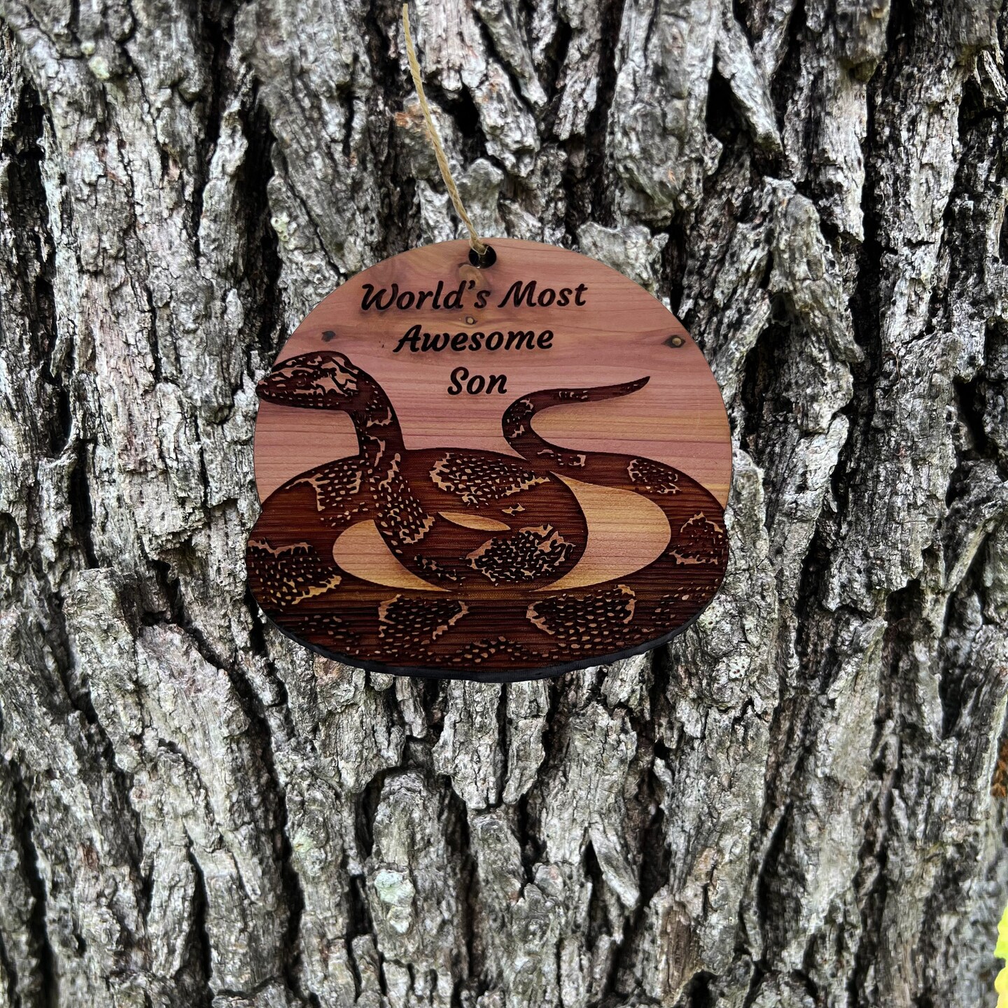 Worlds Most Awesome Snake Snake - Cedar Ornament