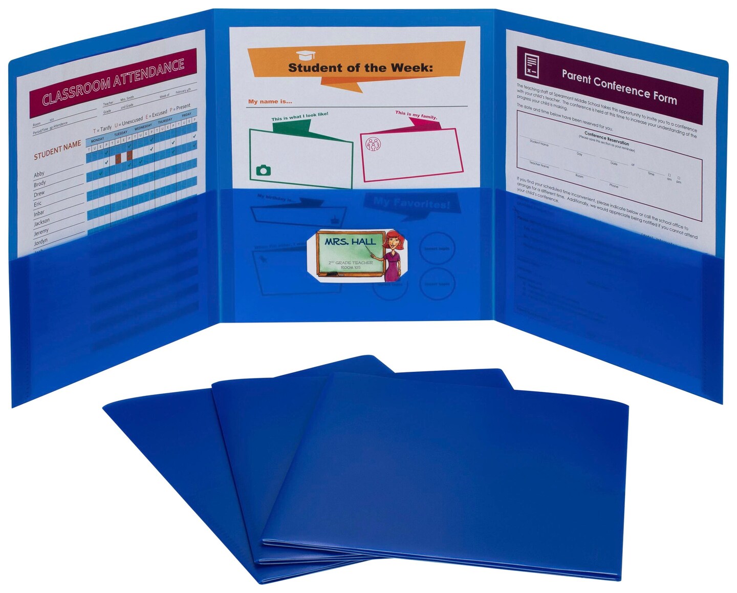 C-Line 3-Pocket Tri-Fold Poly Portfolios, Pack of 24