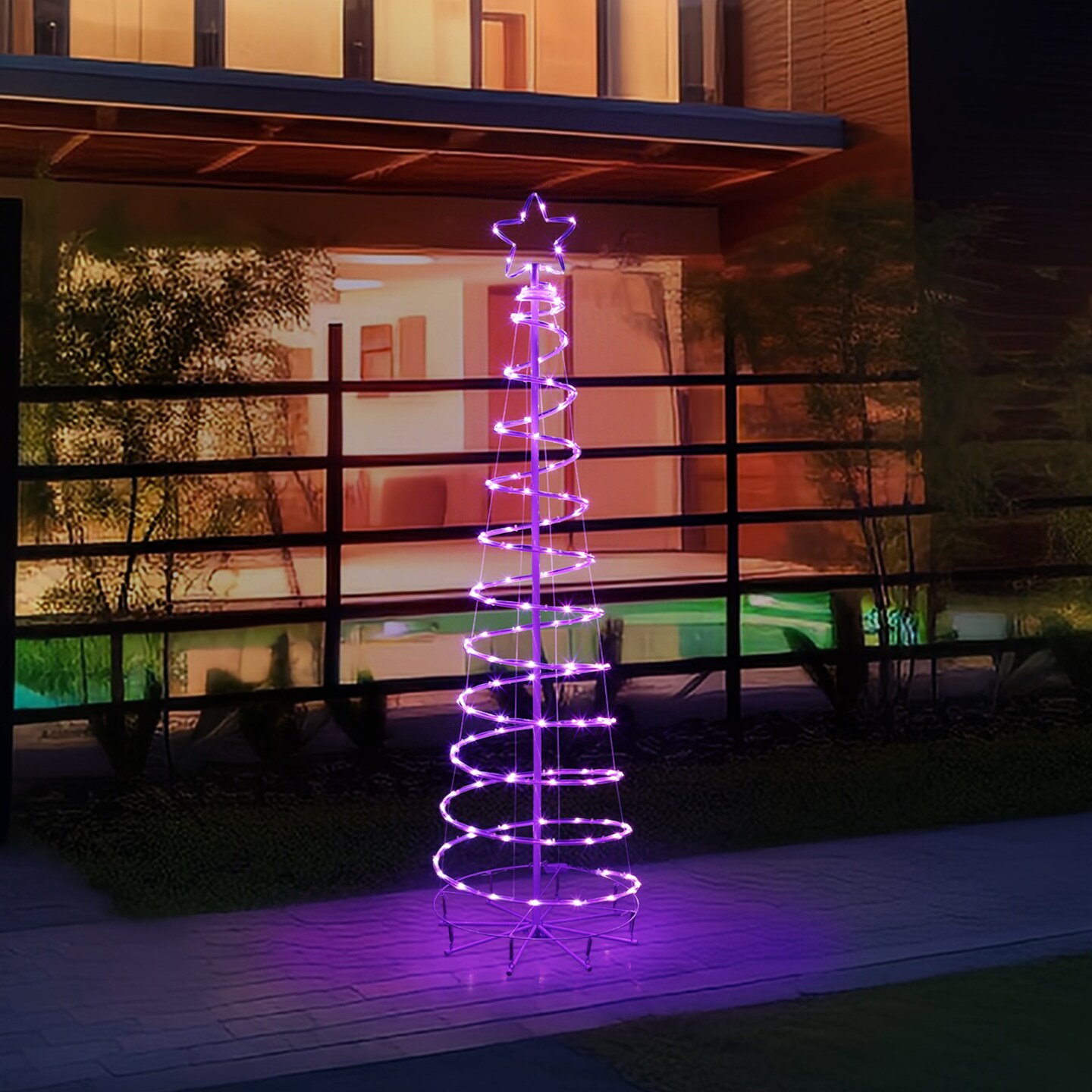 16 Modes Spiral Lighted Christmas Tree Outdoor Yard Decorations