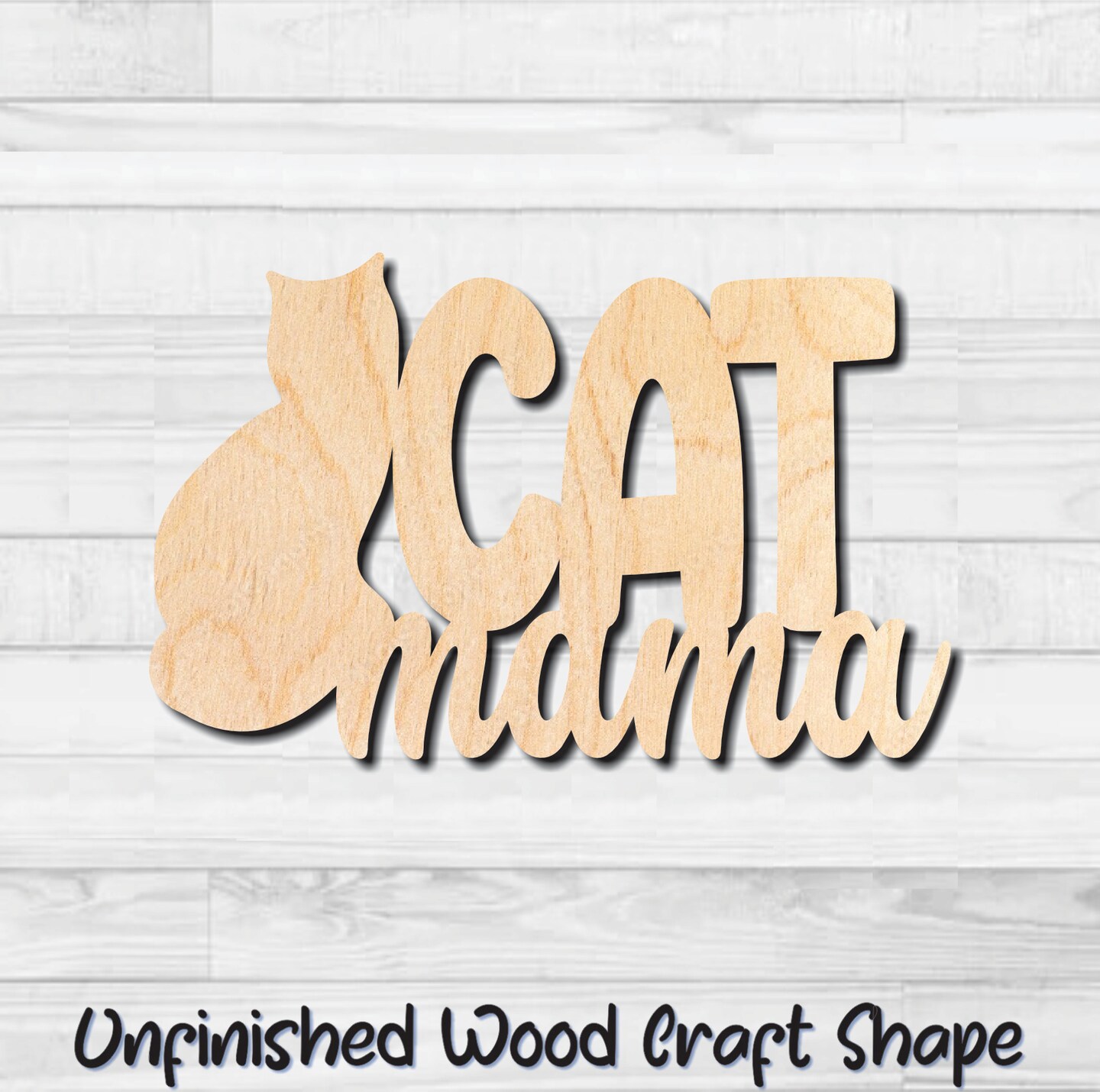 Cat Mom Unfinished Wood Shape Blank Laser Engraved Cutout Woodcraft ...