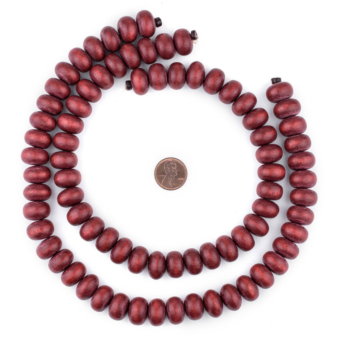 TheBeadChest Cherry Red Abacus Natural Wood Beads (10x15mm): Organic Eco-Friendly Wooden Bead Strand for DIY Jewelry, Crafts, Necklace and Bracelet Making