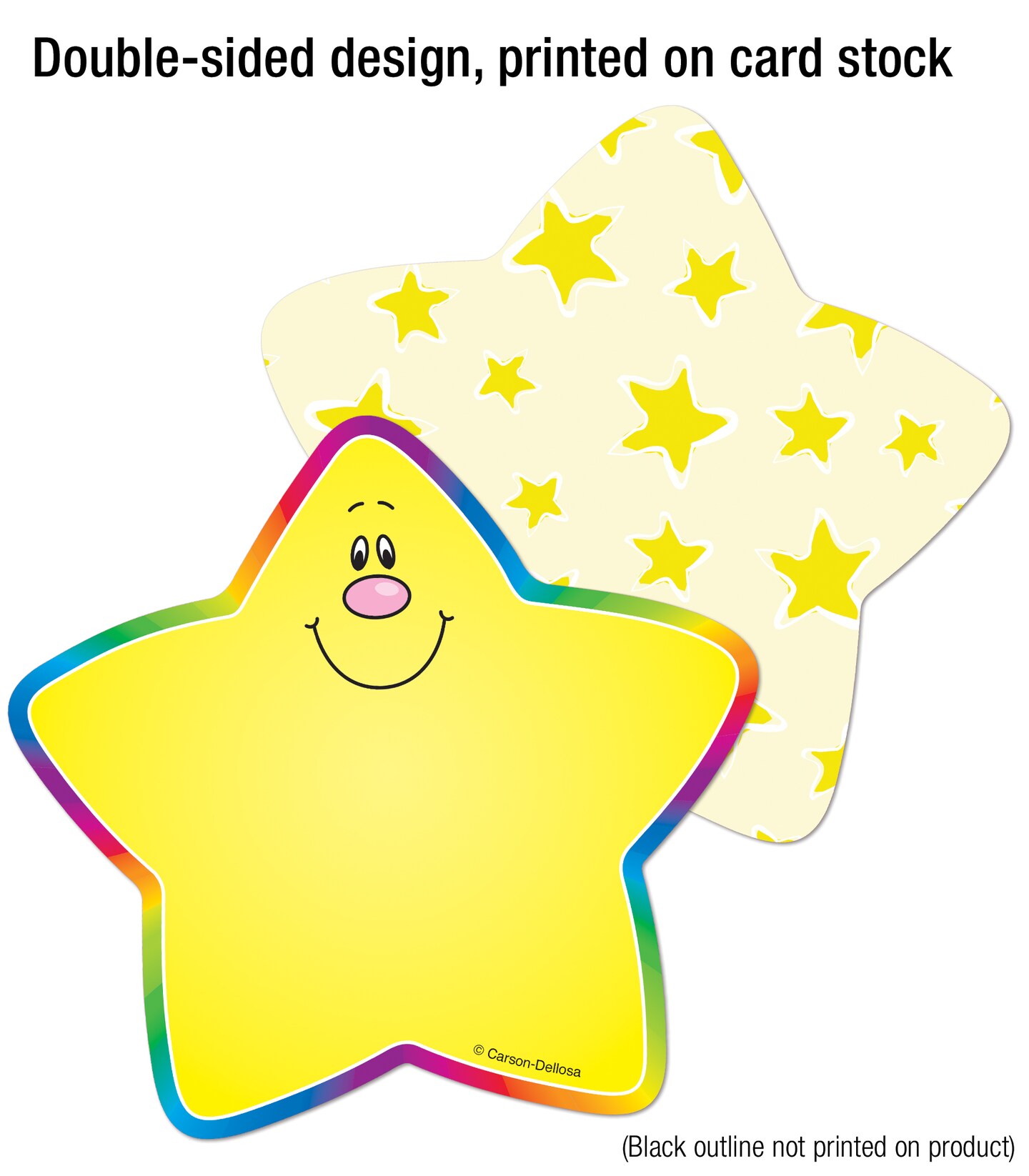 Carson Dellosa 36-Piece Mini Stars Bulletin Board Cutouts, Star Cutouts for Bulletin Boards, Yellow with Rainbow Colored Border Star Bulletin Board Decorations and Classroom Décor