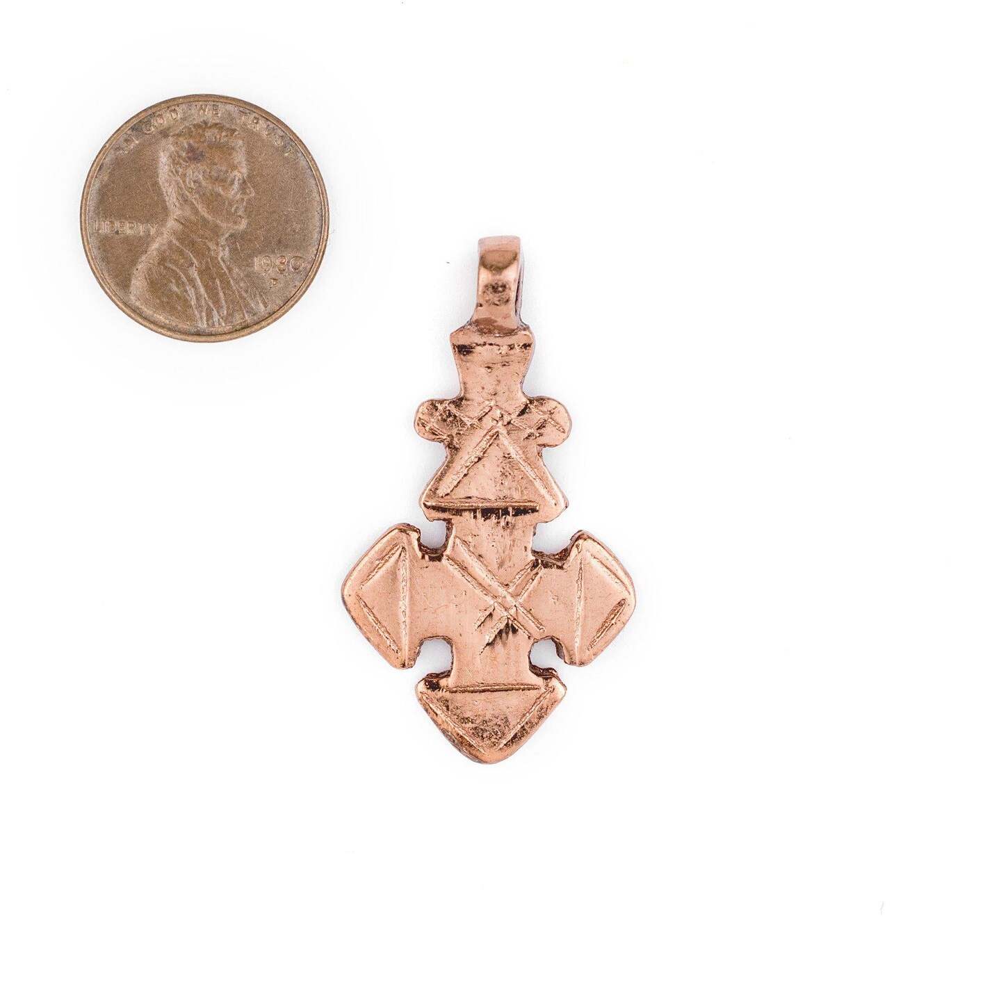 Copper Coptic Cross Pendant (41x22mm): Authentic Ethiopian East African Design for Jewelry &#x26; Necklace Making