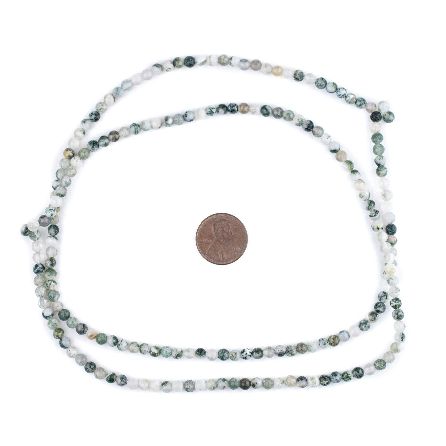 TheBeadChest Round Tree Agate Beads (4mm): Organic Gemstone Round Spherical Energy Stone Healing Power Crystal for Jewelry Bracelet Mala Necklace Making