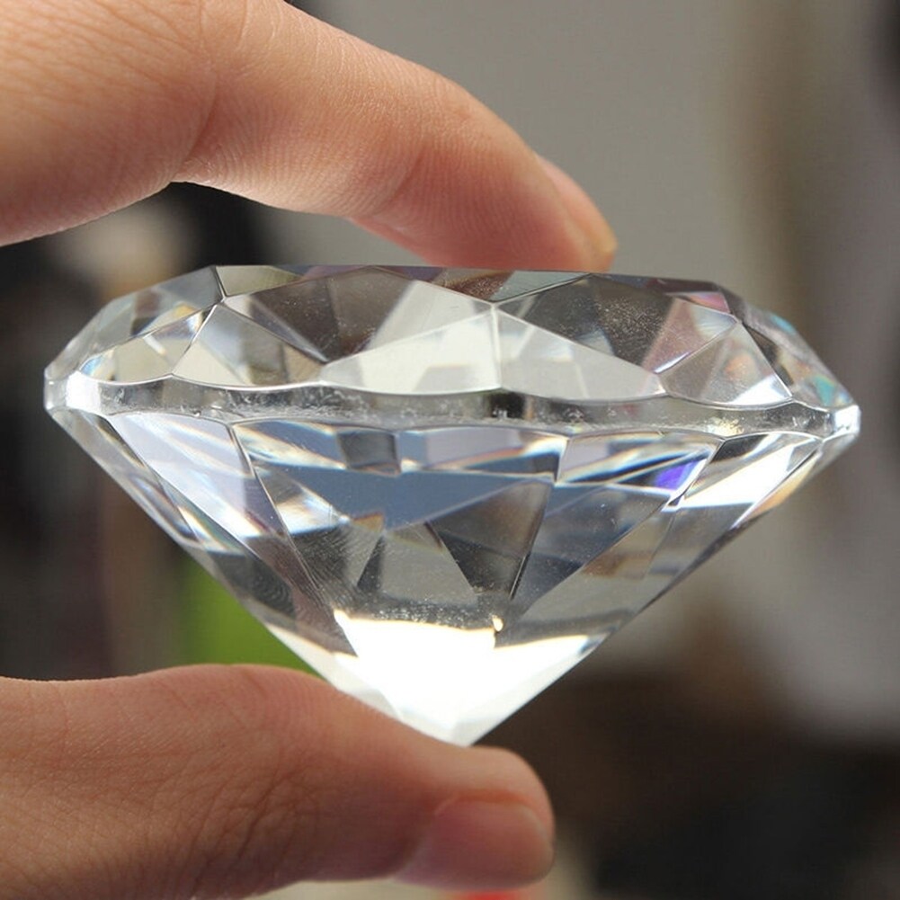 40Mm Clear Paperweight Faceted Cut Glass Giant Artificial Diamond Jewelry Decor